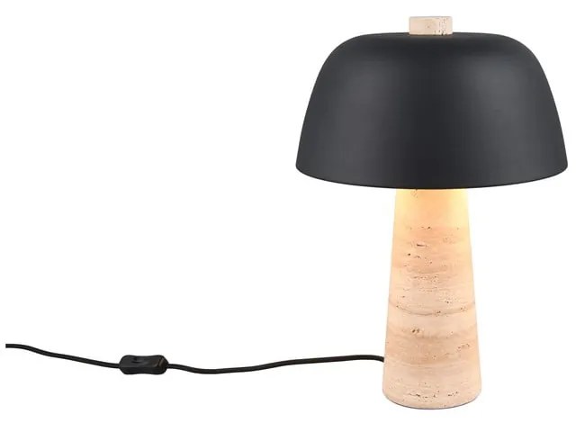 Lampada da tavolo nera e beige con paralume in metallo (altezza totale 41 cm) Timba – Trio Select