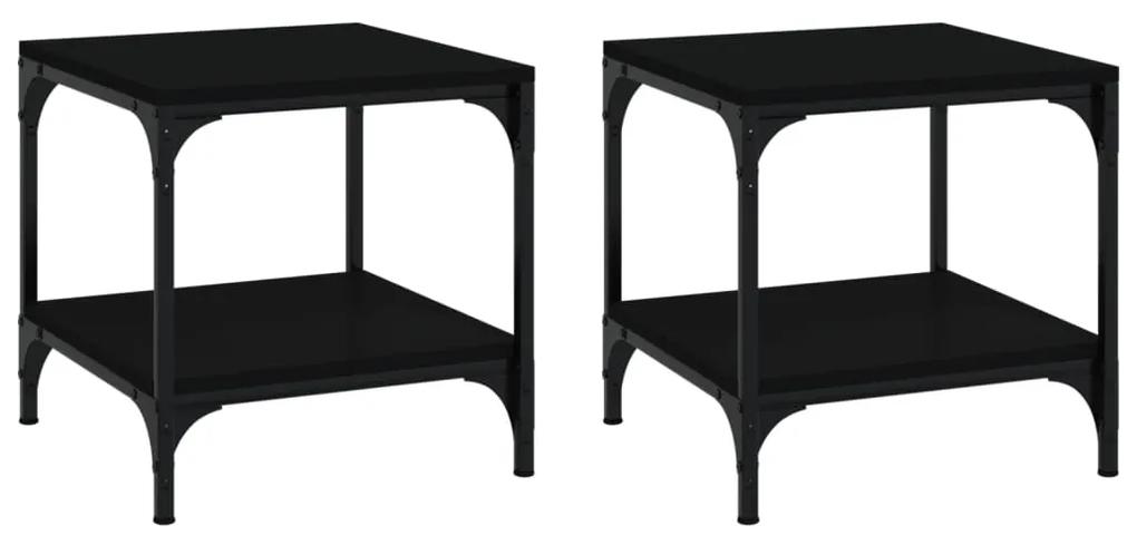 Tavolini 2pz nero 40x40x40 cm in legno multistrato