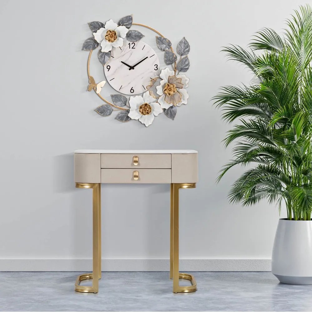 Tavolo consolle beige/dorato con piano effetto marmo 40x70 cm Beauty – Mauro Ferretti