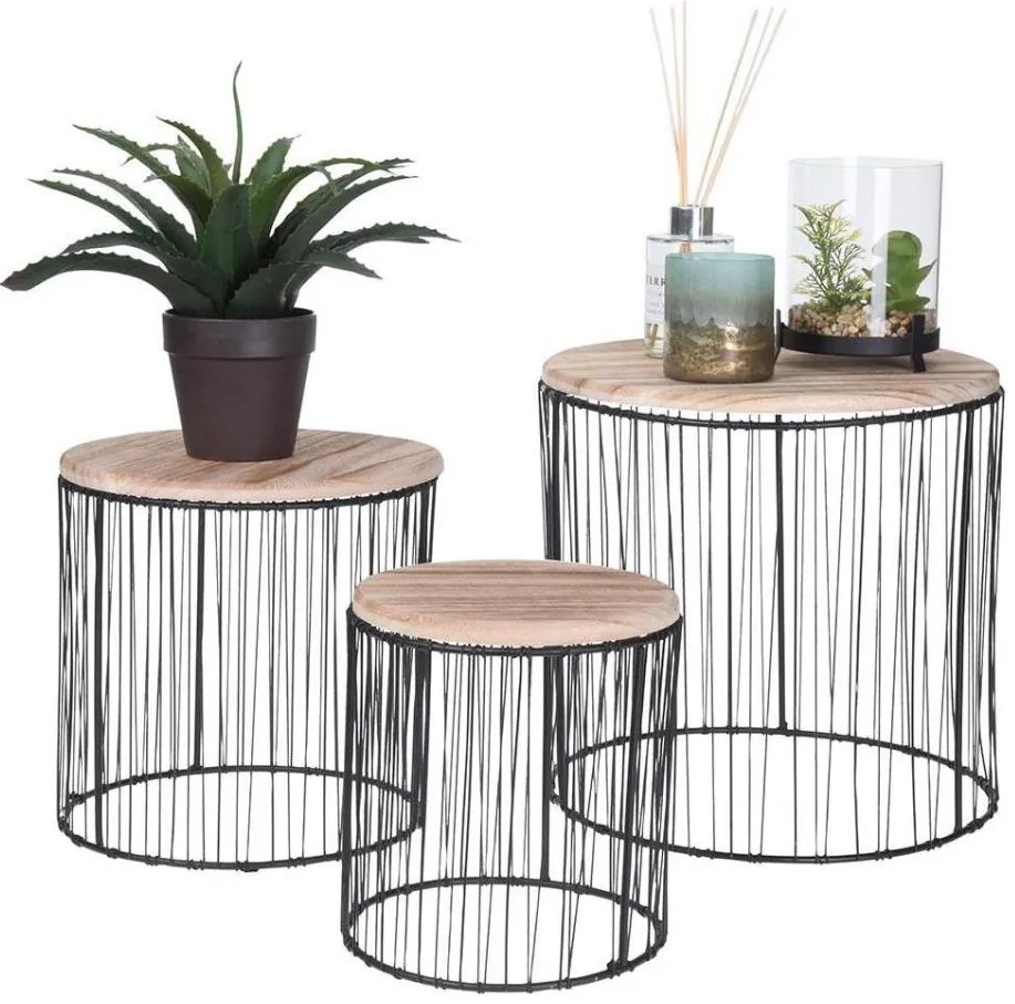 SET 3x Portafiori diametro 19/23/28 cm nero/beige