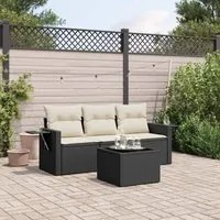 Set Divani da Giardino 4 pz con Cuscini Nero in Polyrattancod mxl 90291