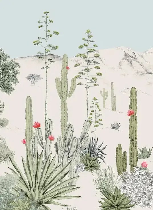 Isidore Leroy Carta da parati panoramica Succulentes Pastel - Panel B