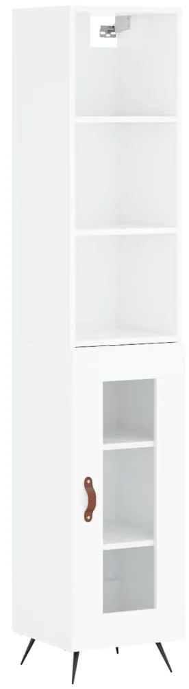 Credenza 34,5x34x180 cm in legno multistrato bianco lucido