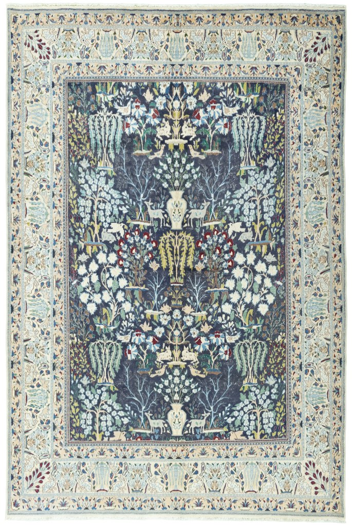 Nain Tappeto 200 x 300 Blu (Iran) Annodato A Mano