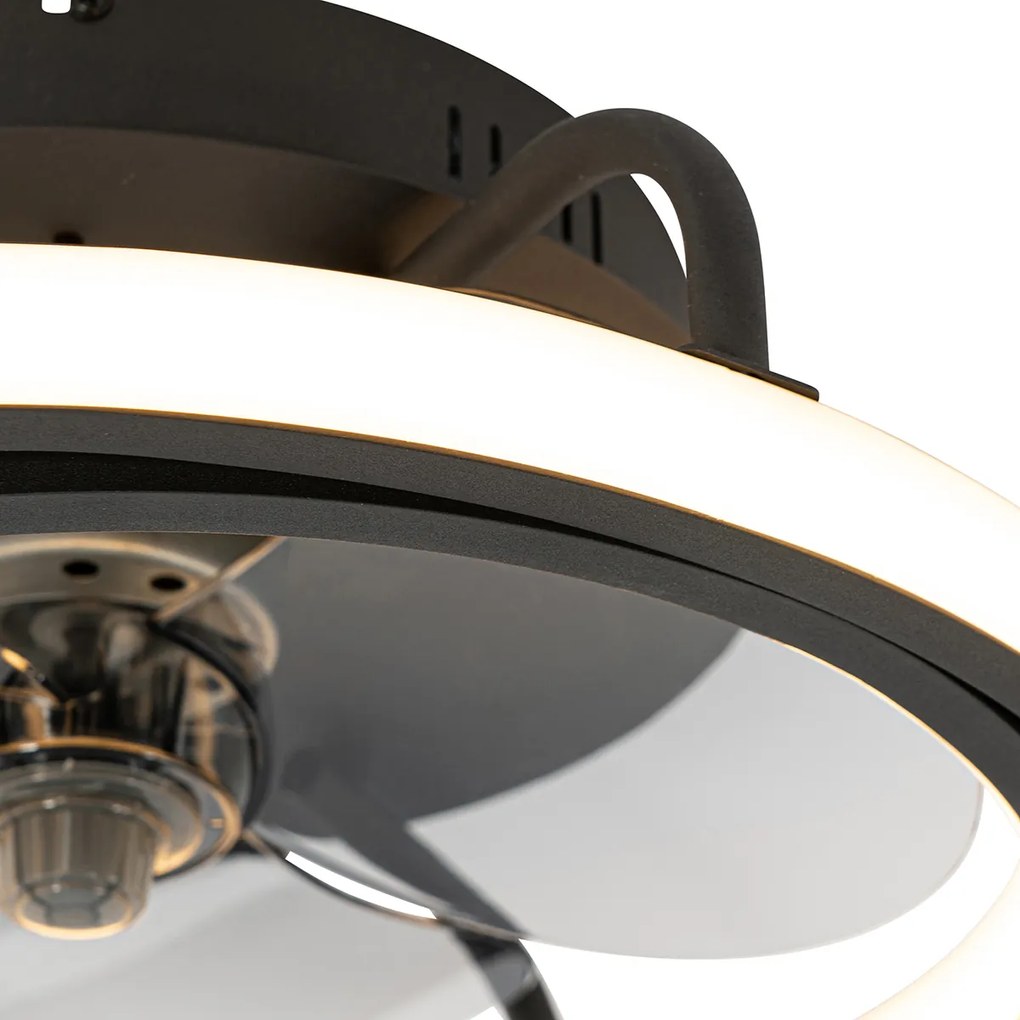 Ventilatore da soffitto nero 46,5 cm con LED e telecomando - Kees