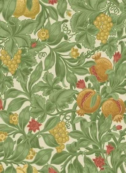 Cole & Son Carta da parati Vines of Pomona - Ochre & Olive Green on Cream