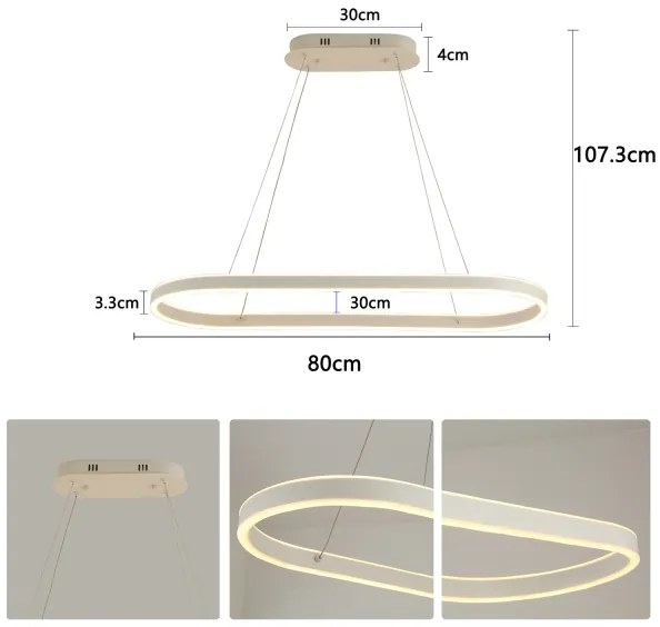 Brilagi - Lampadario LED a sospensione con cavi PONDIE LED/45W/230V 80x30 cm bianco