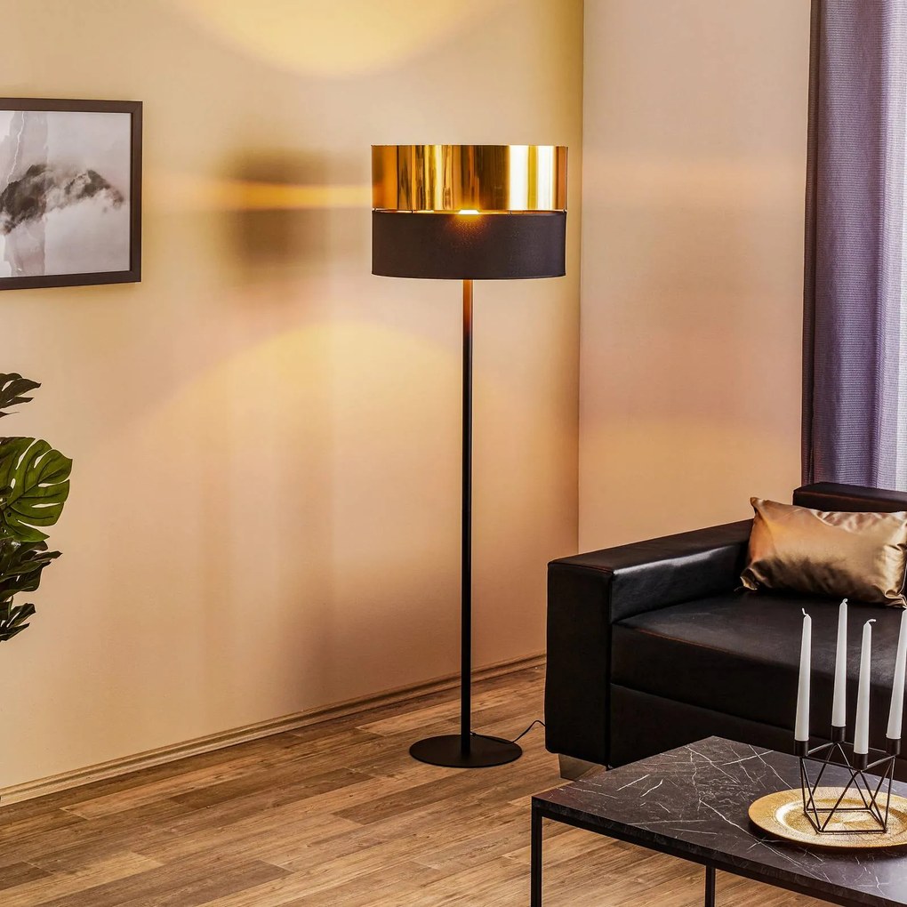 TK Lighting Piantana Hilton, nero/oro