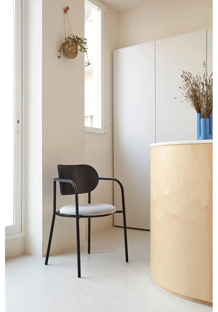 Sedia da pranzo nera e grigia in frassino Eclipse - Teulat