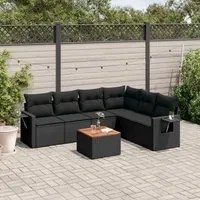 Set Divani da Giardino con Cuscini 7pz Nero Polyrattancod mxl 93185