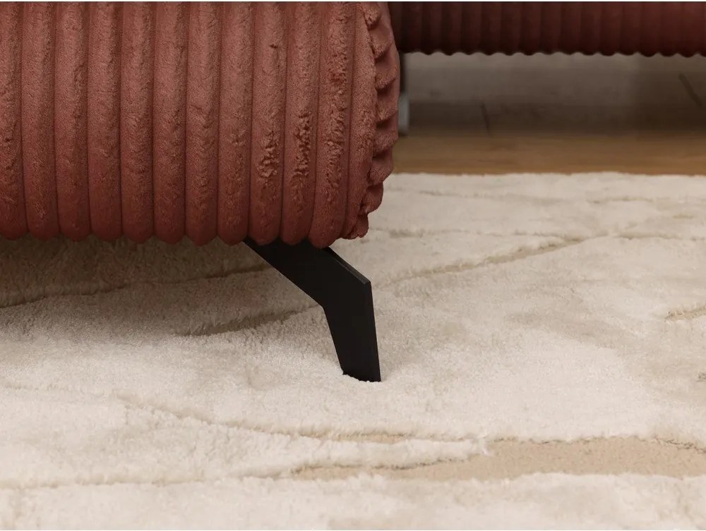 Divano angolare color terracotta (con penisola a sinistra/a L) con rivestimento in velluto a coste Marbeya – Ropez