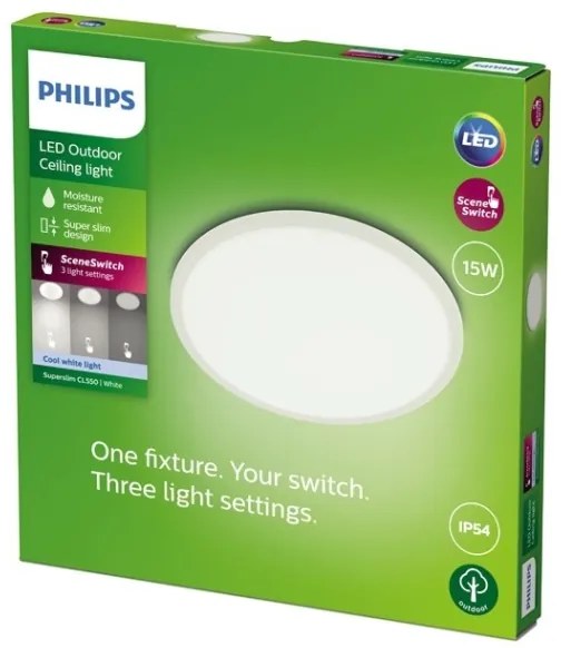 Philips - Lampada LED dimmerabile da esterno SUPERSLIM LED/15W/230V IP54 bianco