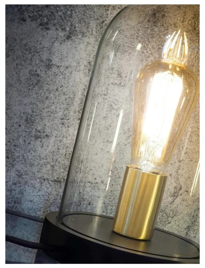 Lampada da tavolo nera con paralume in vetro (altezza 30 cm) Seattle - it's about RoMi