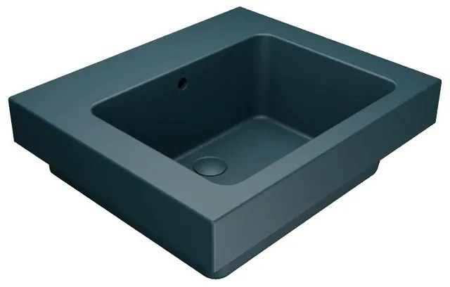 Lavabo a incasso e d'appoggio rettangolare vasca centrale Alaqua L 60 x H 25 x P 21 cm in ceramica verde opaco