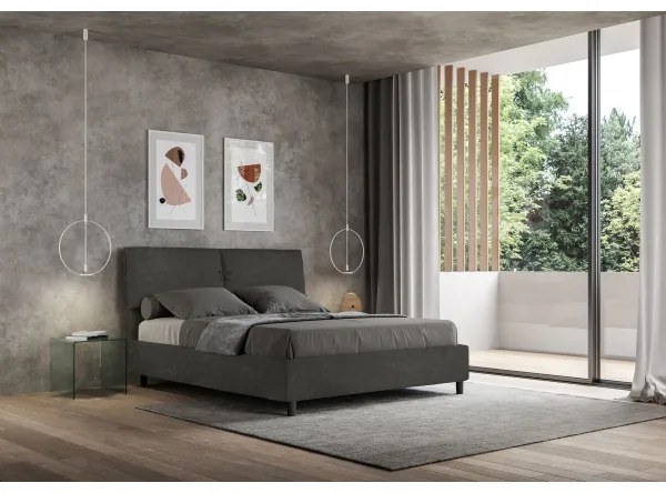 Letto contenitore da 160x190 in microfibra grigio Mados