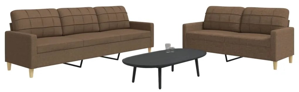 Set Di Divani 2 Pz Marrone İn Tessuto /