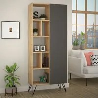 Libreria rovere con anta antracite Jedda 80,6x191