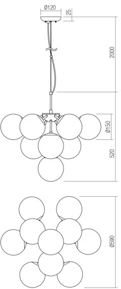 Redo 01-2940 - Lampadario a sospensione con filo AGAPE 10xE14/28W/230V oro