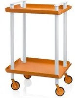 Carrello ausiliario LEKY, struttura grigia, 2 ripiani, colore arancione