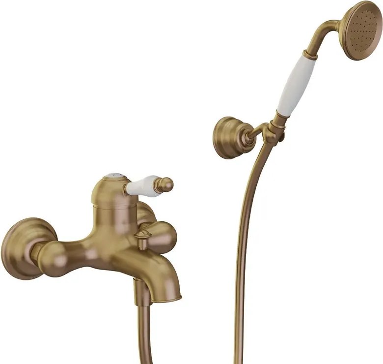 Rubinetto per vasca getto laminare cristallino OXFORD per muro bronzo spazzolato HUBER