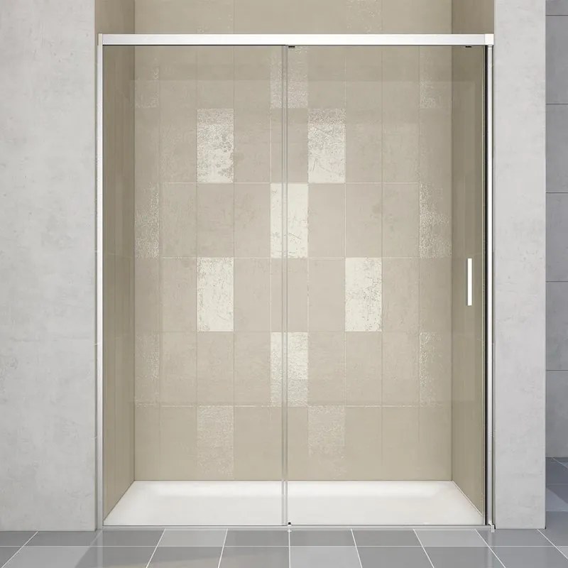 Porta doccia scorrevole L 138-139.5 cm x H 200 cm per nicchia in vetro trasparente SP. 6 mm, profilo cromo, serie Jazz