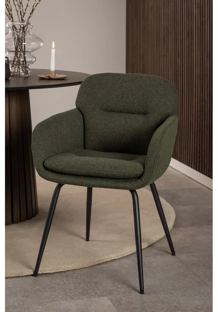 Sedia da pranzo color kaki in imbottito con braccioli Dora – Actona