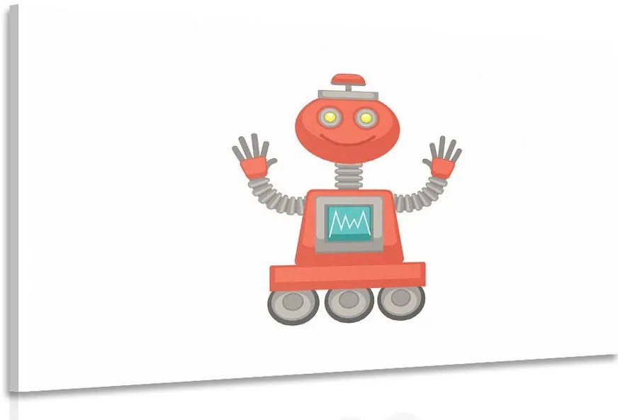 Quadro su tela – Con motivo di robot in rosso