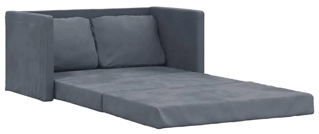 Divano letto da terra 2 in 1 grigio scuro 122x204x55 cm velluto