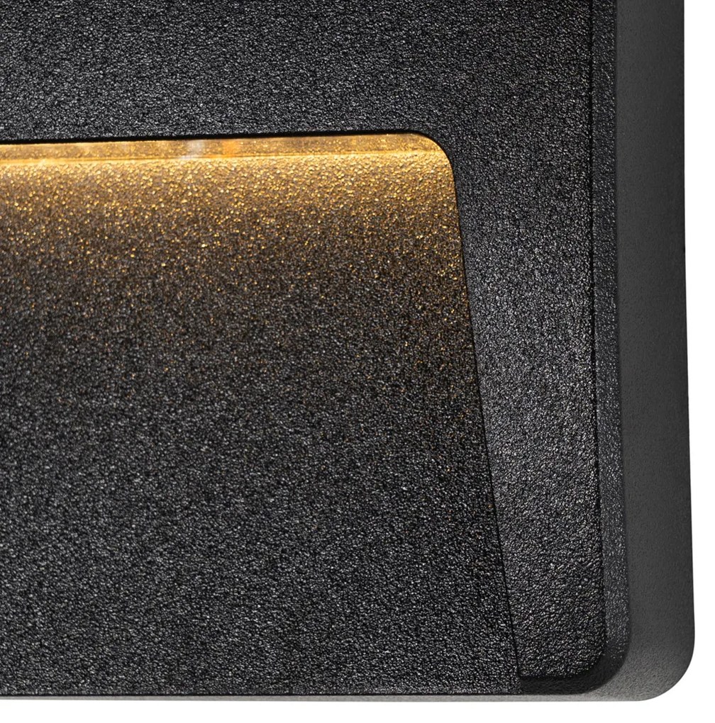 Set di 6 faretti da parete per esterni quadrati neri con LED IP65 inclusi - Gem