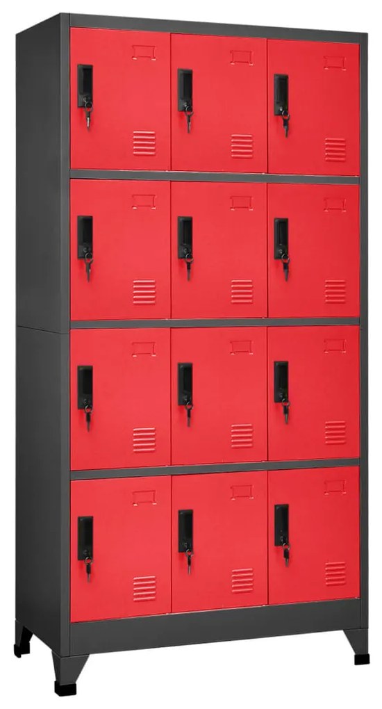 Armadietto Con Serratura Antracite E Rosso 90x45x180cm Acciaio /