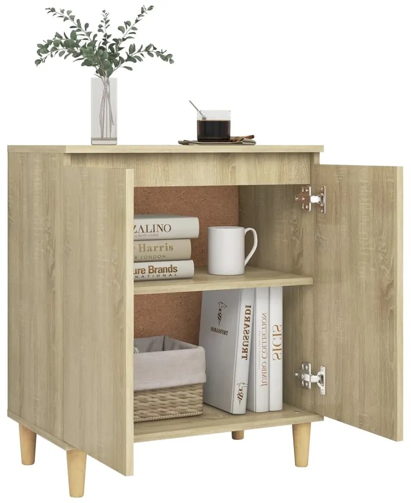 Credenza con gambe legno massello sonoma 60x35x70cm multistrato