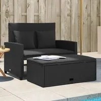 Divano da Giardino con Cuscini a 2 Posti Nero in Polyrattancod mxl 112104