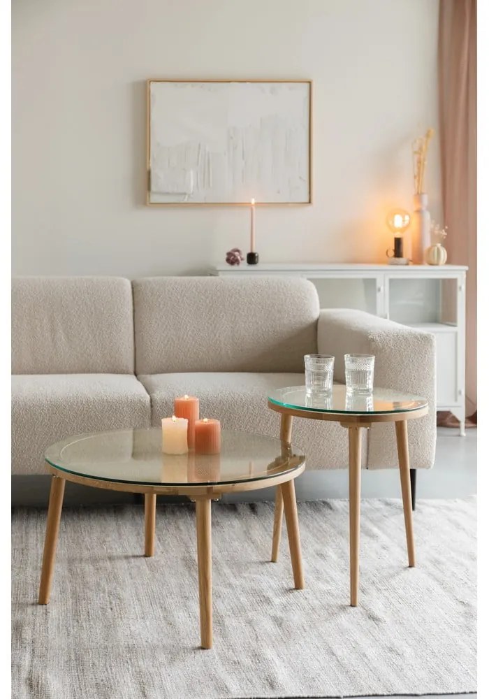 Tavolino da salotto rotondo di colore naturale in vetro ø 70 cm Haru – White Label