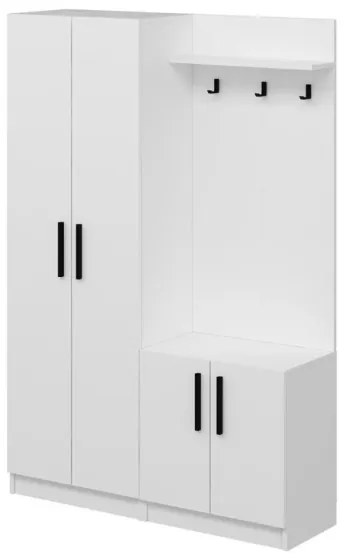 Armadio Ingresso 120x37x180 Con Ganci Appendiabiti Dante Bianco