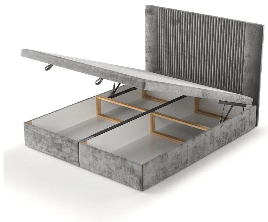 Letto matrimoniale imbottito grigio con spazio contenitivo 180x200 cm Mavel - Maison de Rêve