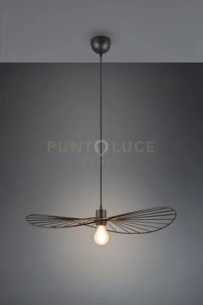 Chapeau sospensione metallo nero d.60cm 1 luce attaco e27