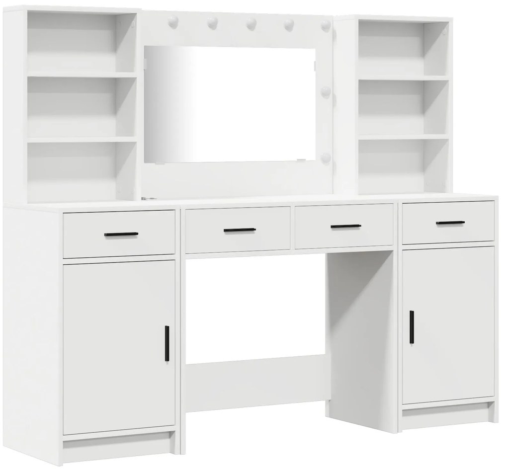 Set da toeletta 3 pezzi in legno ingegnerizzato bianco