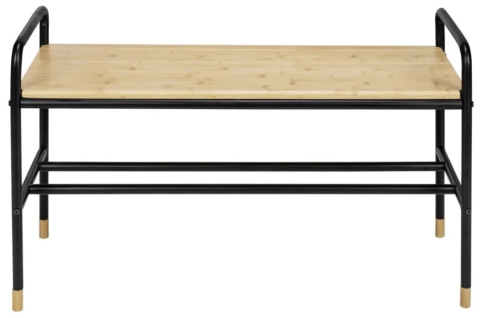 Scarpiera in metallo nero/naturale con panca Loft - Wenko