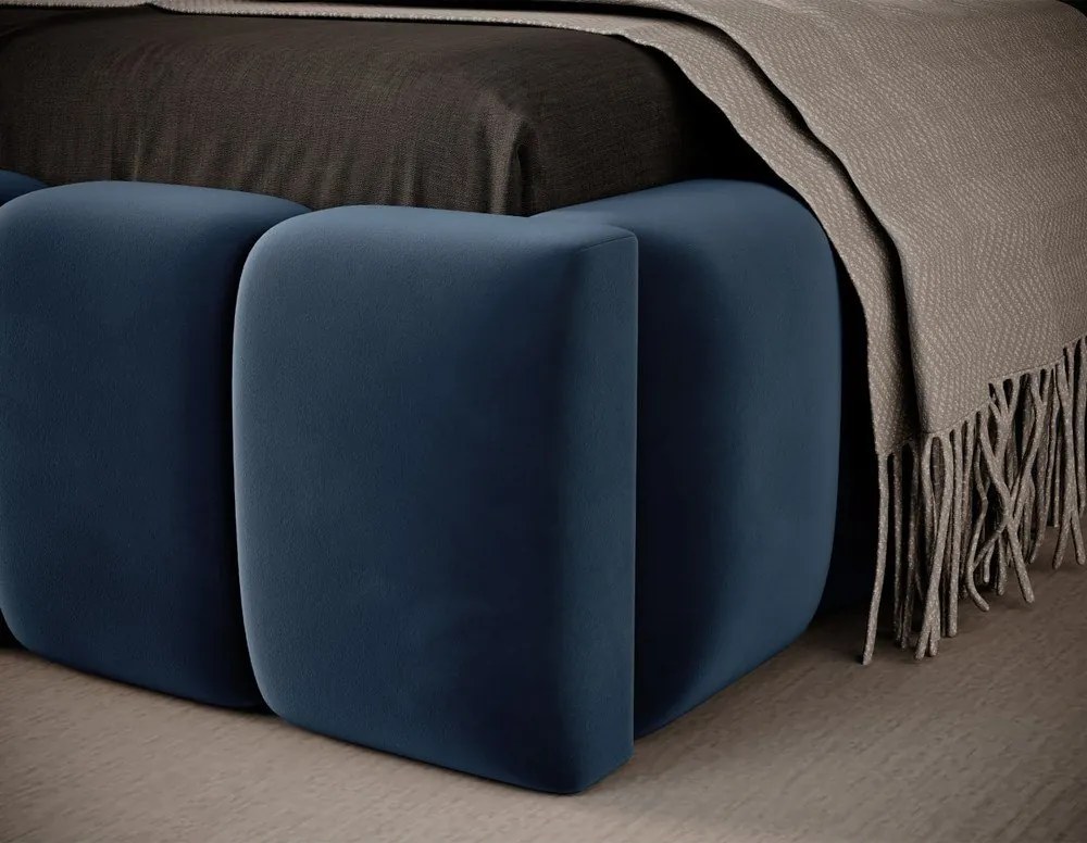 Letto singolo imbottito blu scuro con contenitore con rete inclusa 90x200 cm Lamica – ELTAP