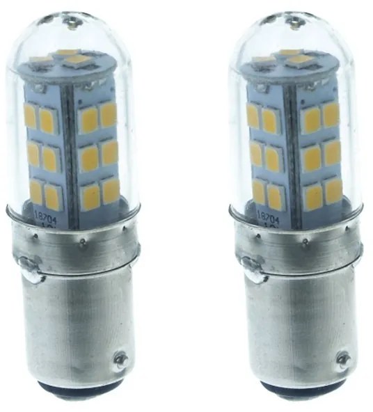 2 Pezzi Lampada Led Barca BAY15D Bianco Caldo 12V 24V 4W