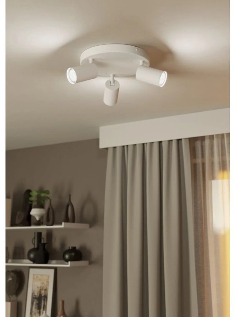 Spot Moderno Telimbela Z In Acciaio Bianco 3 Luci Gu10 4,9W Ip20