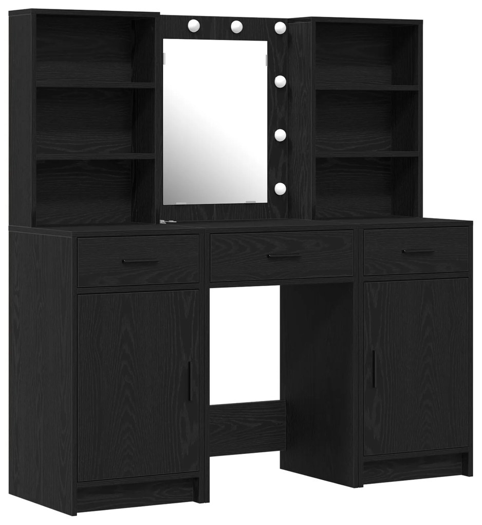 Set da toeletta 3 pezzi in legno ingengerizzato nero