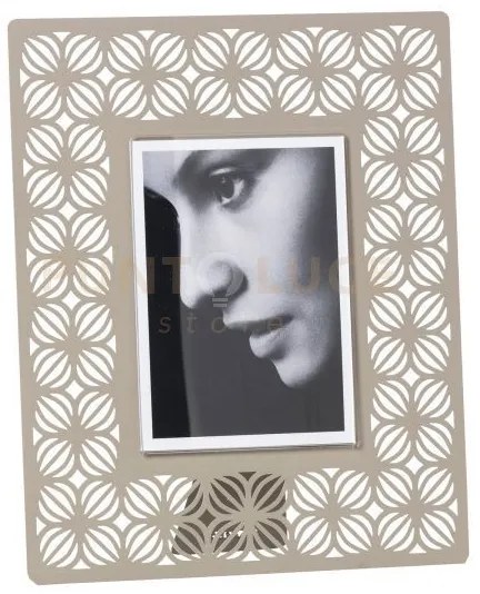 Portafoto di design ikat grande sabbia in ferro e polimetilmetacril...