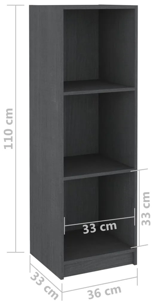 Libreria/Divisorio Grigio 36x33x110 cm Legno Massello di Pino