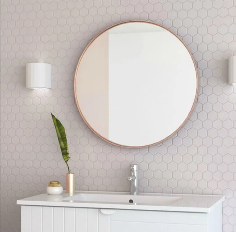 Specchio Kende tondo in alluminio rosa Ø 60 cm