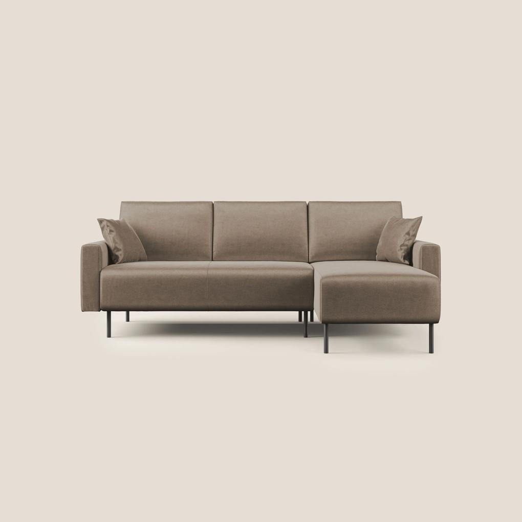 Arthur divano moderno angolare in velluto morbido impermeabile T01 marrone Destro