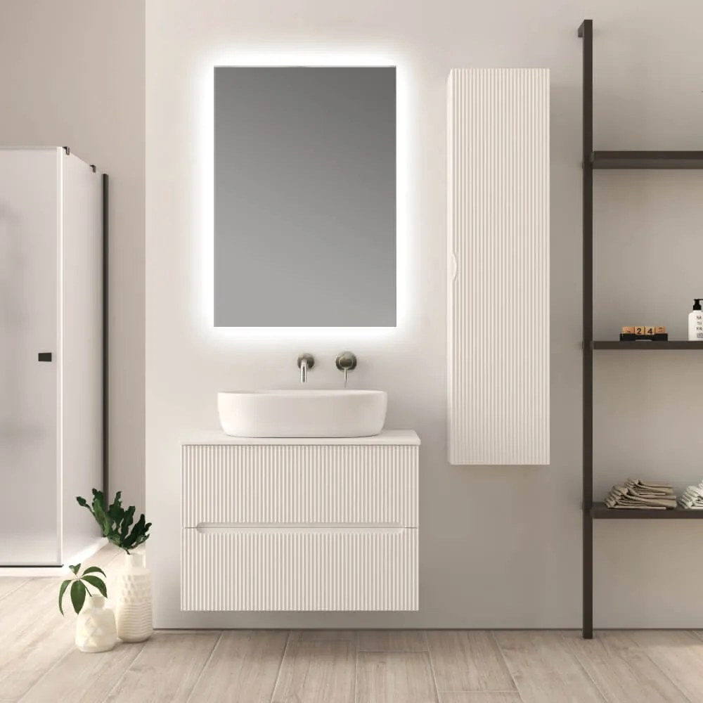 Mobile da bagno 80 cm cannettato bianco opaco Palermo