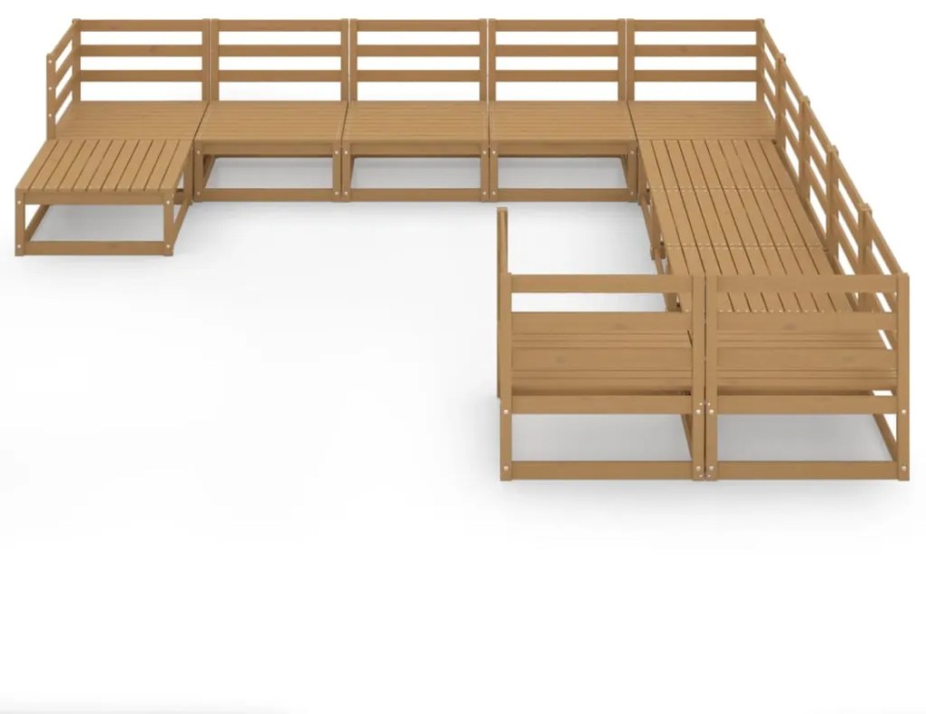 Set divani da giardino 11 pz in legno massello di pino