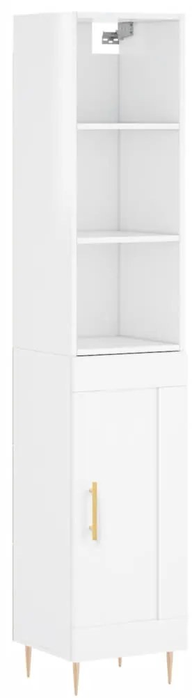 Credenza 34,5x34x180 cm in legno multistrato bianco lucido