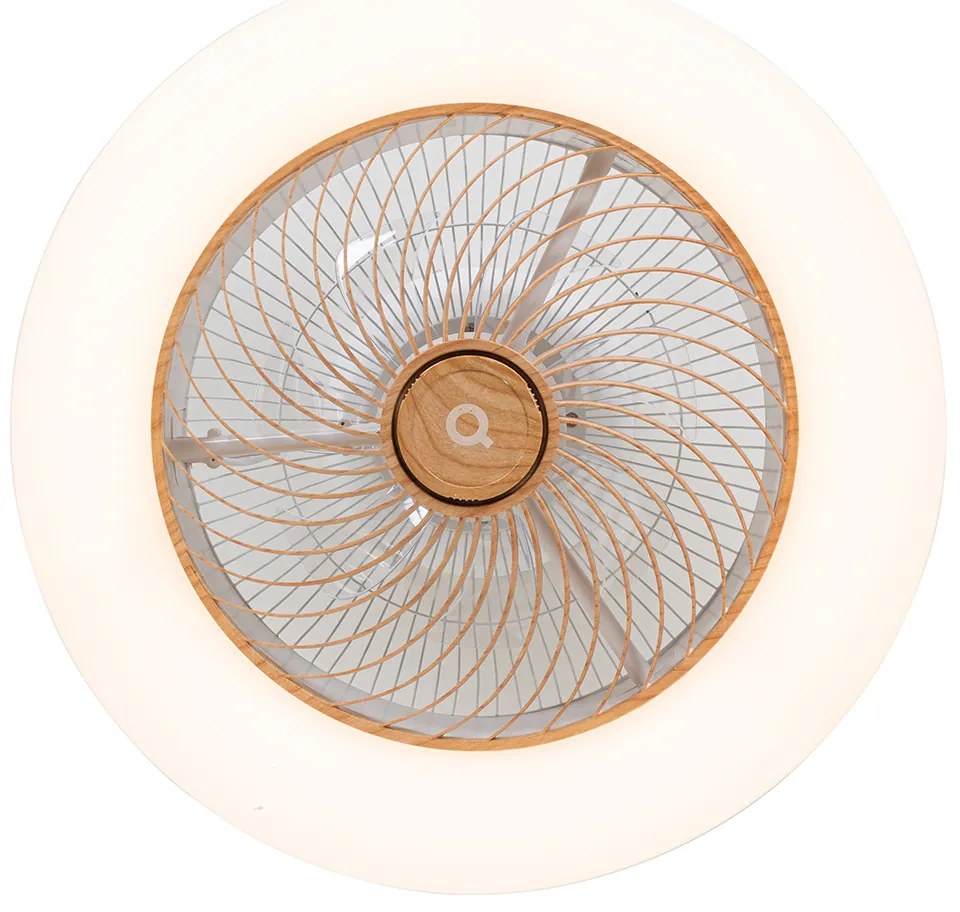 Ventilatore da soffitto bianco con stampa legno 55 cm con LED dimmerabile con telecomando - Clima